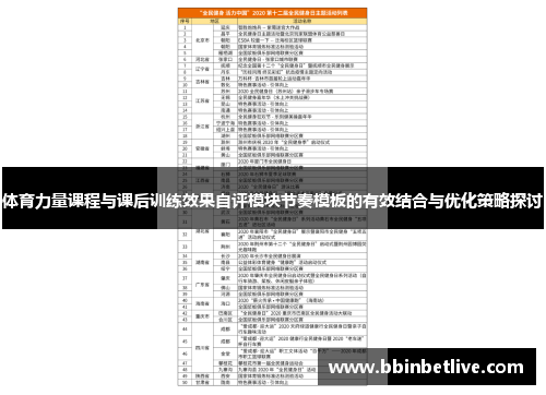 体育力量课程与课后训练效果自评模块节奏模板的有效结合与优化策略探讨